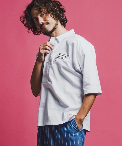 seventy seven(セブンティセブン)の「mhs2488-half sleeve skipper shirt スキッパーシャツ(7726S020)(シャツ/ブラウス・メンズ・ピンク/ホワイト/ブラック・XL/L/M/S)」の13枚目の写真
