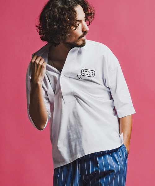 seventy seven(セブンティセブン)の「mhs2488-half sleeve skipper shirt スキッパーシャツ(7726S020)(シャツ/ブラウス・メンズ・ピンク/ホワイト/ブラック・XL/L/M/S)」の14枚目の写真