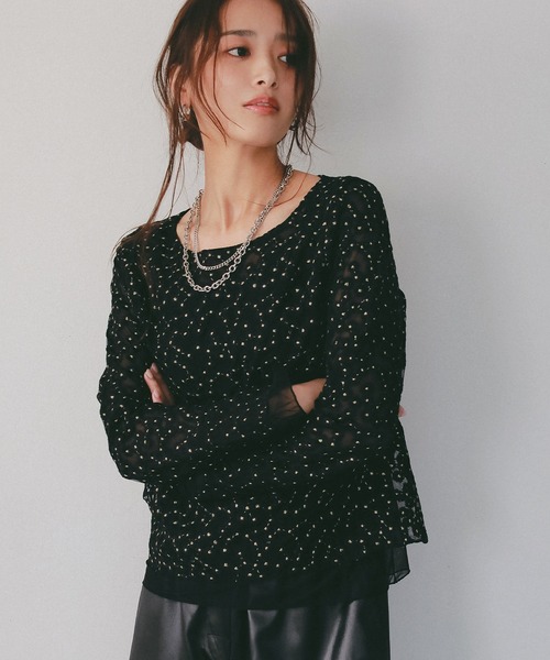 AJUGA.(アジュガ)の「シアージャガードフラワーカットソー(Tシャツ/カットソー・レディース・ブラック・S)」の19枚目の写真