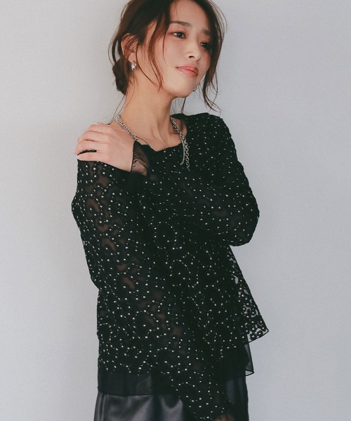 AJUGA.(アジュガ)の「シアージャガードフラワーカットソー(Tシャツ/カットソー・レディース・ブラック・S)」の21枚目の写真