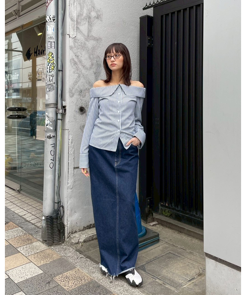 Oriens JOURNAL STANDARD(オリエンス ジャーナルスタンダード)の「オフショルダーシャツ(シャツ/ブラウス・レディース・ベージュ/ブルー系その他・FREE)」の18枚目の写真