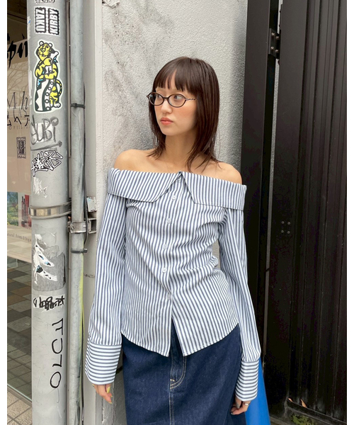 Oriens JOURNAL STANDARD(オリエンス ジャーナルスタンダード)の「オフショルダーシャツ(シャツ/ブラウス・レディース・ベージュ/ブルー系その他・FREE)」の22枚目の写真