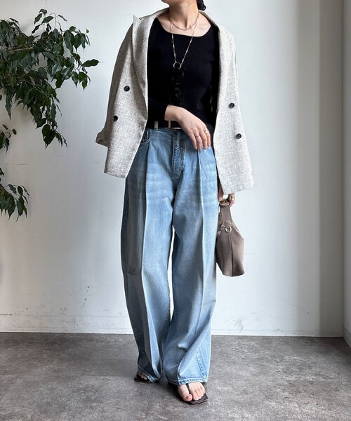 DouDou(ドゥドゥ)の「【REI企画カラーあり】スクエアニットロングスリーブプルオーバー(ニット/セーター・レディース・ブラック/グレイッシュベージュ/ベビーピンク/オフホワイト/ネイビー/ベージュ・FREE)」の18枚目の写真