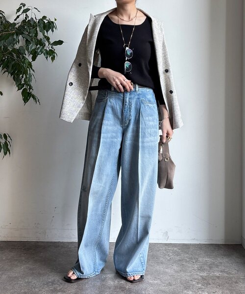 DouDou(ドゥドゥ)の「【REI企画カラーあり】スクエアニットロングスリーブプルオーバー(ニット/セーター・レディース・ブラック/グレイッシュベージュ/ベビーピンク/オフホワイト/ネイビー/ベージュ・FREE)」の19枚目の写真