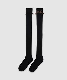 FLCT（フラッフィーシトラス）の「Ribbon over knee socks_Black（ソックス/靴下）」
