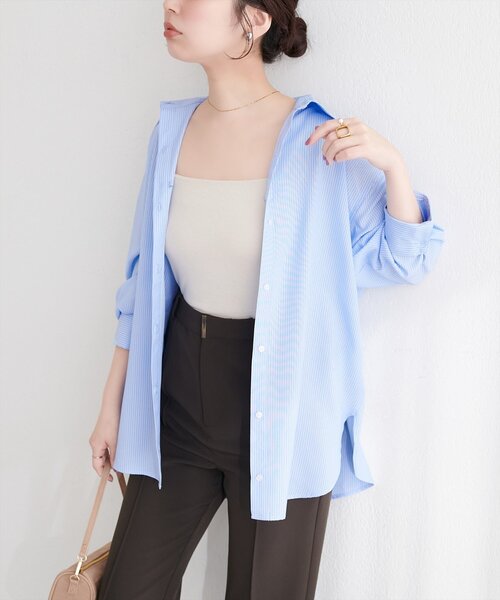 natural couture（ナチュラルクチュール）の「マルチウェイシャツ（シャツ/ブラウス・レディース・ピンク/オフホワイト/ベージュ/その他1/サックスブルー・FREE）」の5枚目の写真