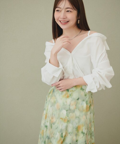 natural couture（ナチュラルクチュール）の「マルチウェイシャツ（シャツ/ブラウス・レディース・ピンク/オフホワイト/ベージュ/その他1/サックスブルー・FREE）」の2枚目の写真