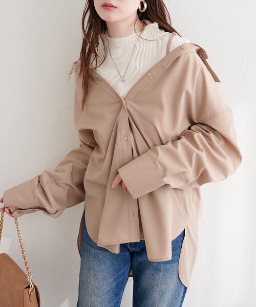 natural couture（ナチュラルクチュール）の「マルチウェイシャツ（シャツ/ブラウス・レディース・ピンク/オフホワイト/ベージュ/その他1/サックスブルー・FREE）」の22枚目の写真