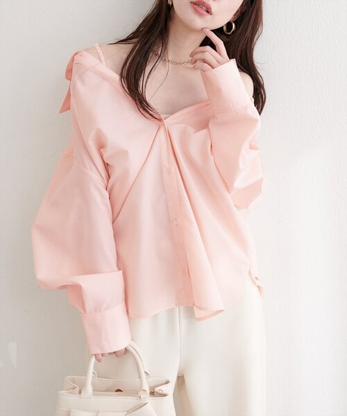 natural couture（ナチュラルクチュール）の「マルチウェイシャツ（シャツ/ブラウス・レディース・ピンク/オフホワイト/ベージュ/その他1/サックスブルー・FREE）」の13枚目の写真