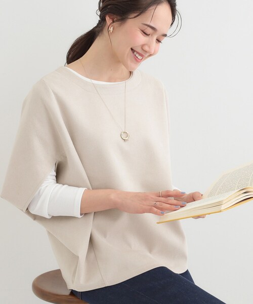 SHOO・LA・RUE（シューラルー）の「【2点セット】体型カバーにも ポンチョ風 スエードトップス+ロンT（その他トップス・レディース・アイボリー/ブラウン系その他/ライトグレー・02/03/04）」の2枚目の写真