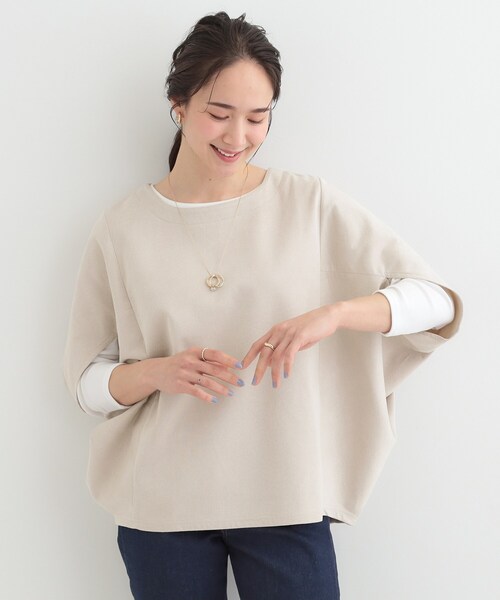 SHOO・LA・RUE（シューラルー）の「【2点セット】体型カバーにも ポンチョ風 スエードトップス+ロンT（その他トップス・レディース・アイボリー/ブラウン系その他/ライトグレー・02/03/04）」の8枚目の写真