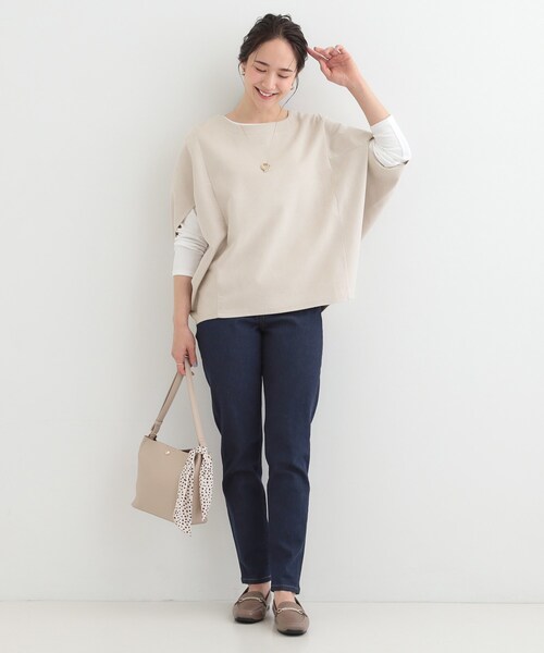 SHOO・LA・RUE（シューラルー）の「【2点セット】体型カバーにも ポンチョ風 スエードトップス+ロンT（その他トップス・レディース・アイボリー/ブラウン系その他/ライトグレー・02/03/04）」の10枚目の写真