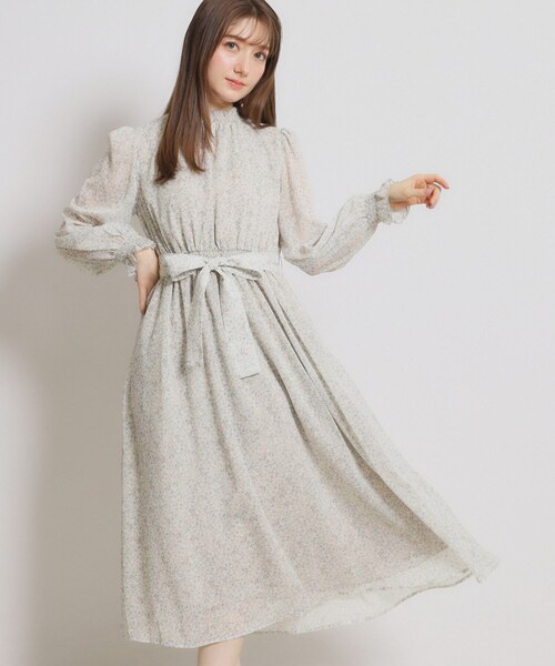 couture brooch（クチュールブローチ）の「【洗える・着映え】楊柳小花シャーリングワンピース（ワンピース・レディース・アイボリー系/ブルー系5/ブラック系・42/40/38/36）」の21枚目の写真