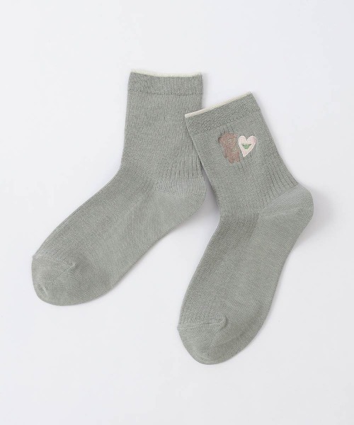 EMPORIO ARMANI（エンポリオアルマーニ）の「EMPORIO ARMANI ハートマンガベア ショートソックス 03447206（ソックス/靴下・レディース・オフホワイト/ライトグレー/ブラック/ライトピンク・23-25cm）」の3枚目の写真