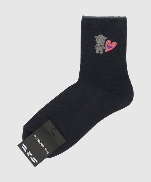 EMPORIO ARMANI（エンポリオアルマーニ）の「EMPORIO ARMANI ハートマンガベア ショートソックス 03447206（ソックス/靴下・レディース・オフホワイト/ライトグレー/ブラック/ライトピンク・23-25cm）」の8枚目の写真