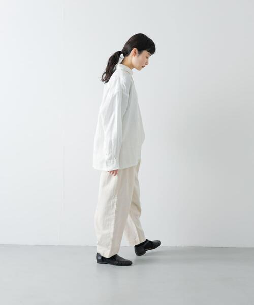 かぐれ（カグレ）の「リネンレギュラーボックスシャツ（シャツ/ブラウス・レディース・イエロー/ブラック/オフホワイト・FREE）」の5枚目の写真