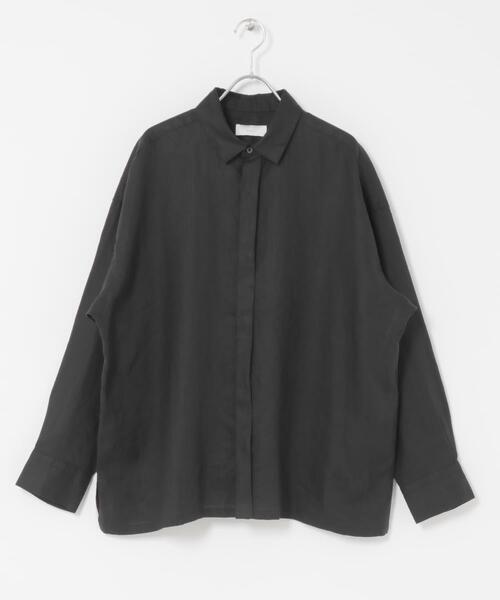 かぐれ(カグレ)の「リネンレギュラーボックスシャツ(シャツ/ブラウス・レディース・イエロー/ブラック/オフホワイト・FREE)」の8枚目の写真