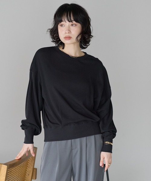SOTT(ソット)の「コットンシアー裏毛プルオーバー(Tシャツ/カットソー・レディース・オフホワイト/ブラック・FREE)」の12枚目の写真