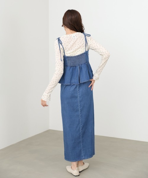 Bab(バブ)の「【選べるサイズ展開】デニムペプラムギャザーキャミワンピース(ワンピース・レディース・ライトブルー/ブルー・M/S)」の19枚目の写真