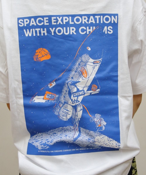 CHUMS（チャムス）の「CHUMS/チャムス　スペースブービースペースシップポケットTEE　Space Booby Spaceship Pocket TEE（Tシャツ/カットソー・メンズ・ブラック/ホワイト・L/M/S）」の6枚目の写真