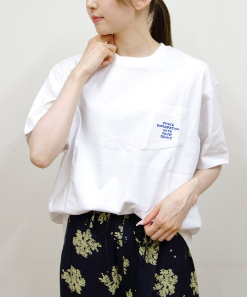 CHUMS（チャムス）の「CHUMS/チャムス　スペースブービースペースシップポケットTEE　Space Booby Spaceship Pocket TEE（Tシャツ/カットソー・メンズ・ブラック/ホワイト・L/M/S）」の7枚目の写真