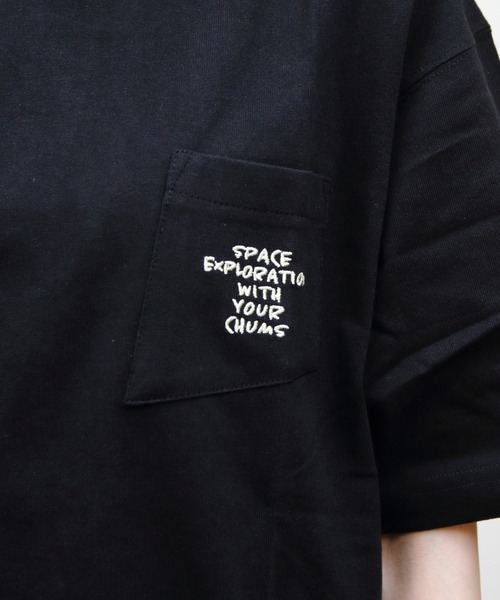 CHUMS（チャムス）の「CHUMS/チャムス　スペースブービースペースシップポケットTEE　Space Booby Spaceship Pocket TEE（Tシャツ/カットソー・メンズ・ブラック/ホワイト・L/M/S）」の10枚目の写真