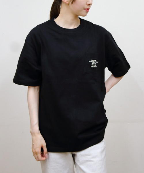 CHUMS（チャムス）の「CHUMS/チャムス　スペースブービースペースシップポケットTEE　Space Booby Spaceship Pocket TEE（Tシャツ/カットソー・メンズ・ブラック/ホワイト・L/M/S）」の12枚目の写真