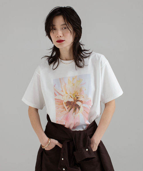 Noble(ノーブル)の「フラワーフォトプリントT(Tシャツ/カットソー・レディース・ライトホワイト/ホワイト系その他/ホワイト/ホワイト×ホワイト・FREE)」の3枚目の写真