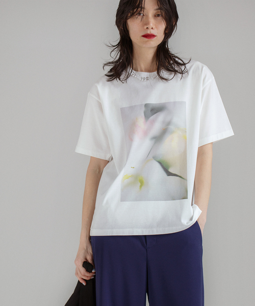Noble(ノーブル)の「フラワーフォトプリントT(Tシャツ/カットソー・レディース・ライトホワイト/ホワイト系その他/ホワイト/ホワイト×ホワイト・FREE)」の16枚目の写真