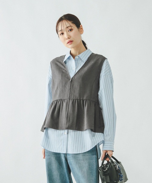 GLOBAL WORK(グローバルワーク)の「ピーチサテンベスト/636611(ベスト・レディース・ライトベージュ/グレー・MEDIUM/LARGE)」の5枚目の写真