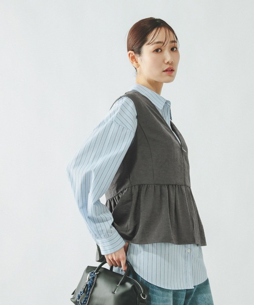 GLOBAL WORK(グローバルワーク)の「ピーチサテンベスト/636611(ベスト・レディース・ライトベージュ/グレー・MEDIUM/LARGE)」の6枚目の写真