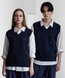 CLEL(�N���C��)�́yCLEL�zBasic Embroidered V-Neck Knit Vest / �x�[�V�b�N �h�JV�l�b�N�j�b�g�x�X�g(�x�X�g)