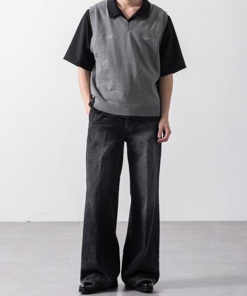 CLEL（クレイル）の「【CLEL】Basic Embroidered V-Neck Knit Vest / ベーシック 刺繍Vネックニットベスト（ベスト・メンズ・ブラック/ダークネイビー/グレー・S/XS/L/M）」の14枚目の写真