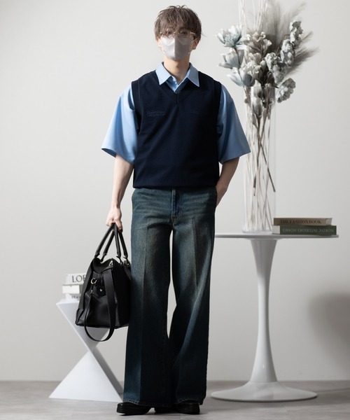 CLEL（クレイル）の「【CLEL】Basic Embroidered V-Neck Knit Vest / ベーシック 刺繍Vネックニットベスト（ベスト・メンズ・ブラック/ダークネイビー/グレー・S/XS/L/M）」の18枚目の写真