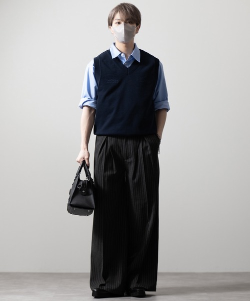 CLEL（クレイル）の「【CLEL】Basic Embroidered V-Neck Knit Vest / ベーシック 刺繍Vネックニットベスト（ベスト・メンズ・ブラック/ダークネイビー/グレー・S/XS/L/M）」の20枚目の写真