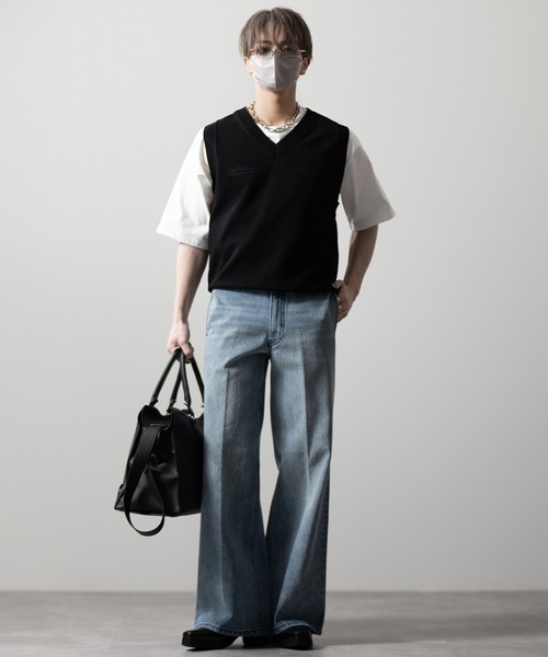 CLEL（クレイル）の「【CLEL】Basic Embroidered V-Neck Knit Vest / ベーシック 刺繍Vネックニットベスト（ベスト・メンズ・ブラック/ダークネイビー/グレー・S/XS/L/M）」の22枚目の写真