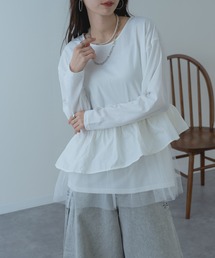 【refinedworks】チュール × 布帛重ね デザイン プルオーバー !
