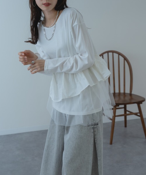 refinedworks（リファインドワークス）の「【refinedworks】チュール × 布帛重ね デザイン プルオーバー ！（Tシャツ/カットソー・レディース・ホワイト/グレー/チャコールグレー・FREE）」の21枚目の写真