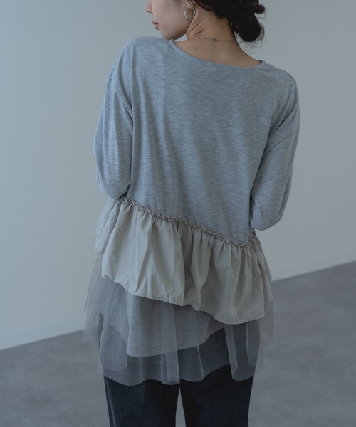 refinedworks（リファインドワークス）の「【refinedworks】チュール × 布帛重ね デザイン プルオーバー ！（Tシャツ/カットソー・レディース・ホワイト/グレー/チャコールグレー・FREE）」の14枚目の写真