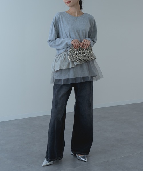 refinedworks（リファインドワークス）の「【refinedworks】チュール × 布帛重ね デザイン プルオーバー ！（Tシャツ/カットソー・レディース・ホワイト/グレー/チャコールグレー・FREE）」の11枚目の写真