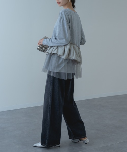 refinedworks（リファインドワークス）の「【refinedworks】チュール × 布帛重ね デザイン プルオーバー ！（Tシャツ/カットソー・レディース・ホワイト/グレー/チャコールグレー・FREE）」の15枚目の写真