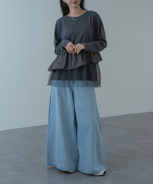 refinedworks（リファインドワークス）の「【refinedworks】チュール × 布帛重ね デザイン プルオーバー ！（Tシャツ/カットソー・レディース・ホワイト/グレー/チャコールグレー・FREE）」の17枚目の写真