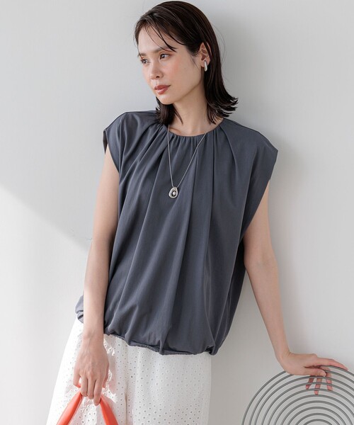 組曲（クミキョク）の「サマージャージーバルーンシルエット カットソー（Tシャツ/カットソー・レディース・ネイビー系/グレー系・S2）」の2枚目の写真
