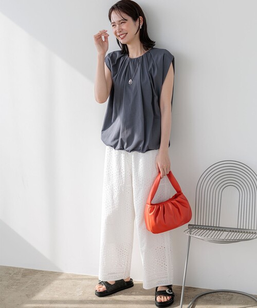 組曲（クミキョク）の「サマージャージーバルーンシルエット カットソー（Tシャツ/カットソー・レディース・ネイビー系/グレー系・S2）」の20枚目の写真