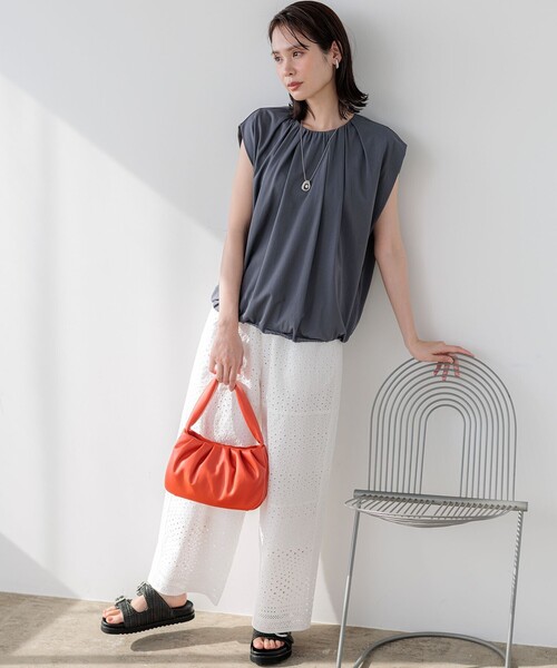組曲（クミキョク）の「サマージャージーバルーンシルエット カットソー（Tシャツ/カットソー・レディース・ネイビー系/グレー系・S2）」の21枚目の写真
