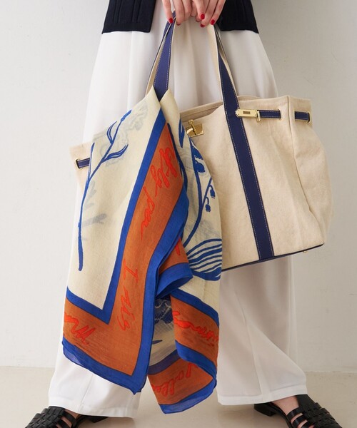 Rouge vif(ルージュヴィフ)の「【manipuri/マニプリ】フローラ コットンシルクストール 120×120 インド製(ストール/ショール・レディース・オレンジ/ブルー・フリー)」の2枚目の写真