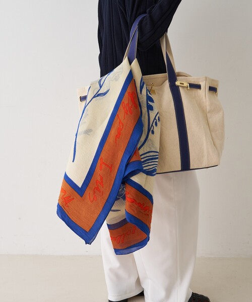 Rouge vif(ルージュヴィフ)の「【manipuri/マニプリ】フローラ コットンシルクストール 120×120 インド製(ストール/ショール・レディース・オレンジ/ブルー・フリー)」の4枚目の写真