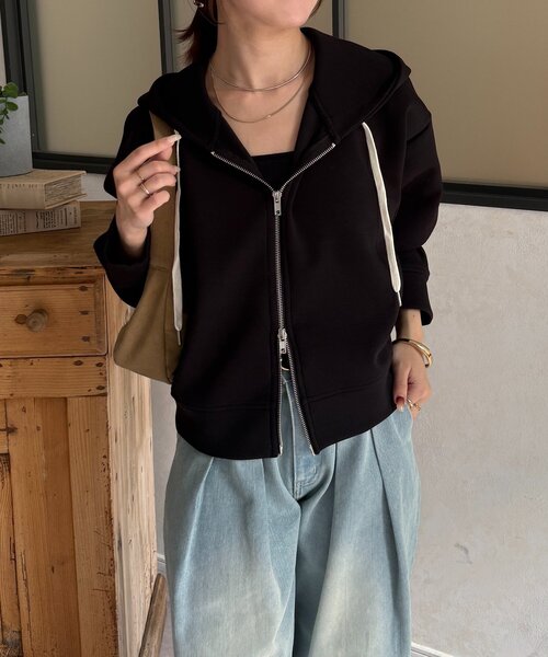 Thevon(ゼボン)の「Wジップボンディングパーカー(パーカー・レディース・グレー/ブラック/アイボリー・FREE)」の18枚目の写真