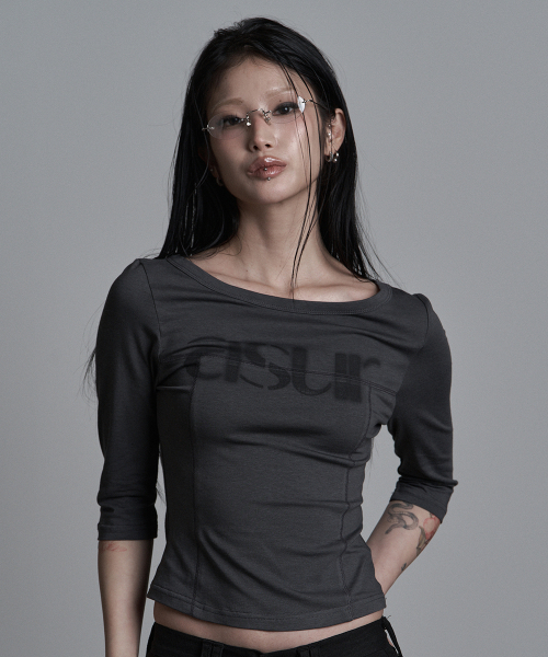 as you are(アズユーアー)の「ソイングボートネックスリーブチャコール(Tシャツ/カットソー・レディース・その他・OS)」の1枚目の写真