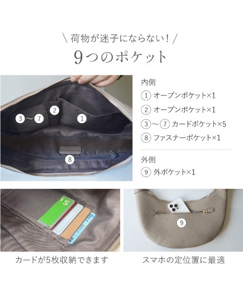 LASIEM(ラシエム)の「ショルダーバッグ ボストンバッグ レディース ハーフムーンラウンド ワンショルダー 大容量 肩掛け 斜め掛け 薄型(ショルダーバッグ・レディース・ブラウン/ライトグレー/ブラック/グレー・FREE)」の17枚目の写真